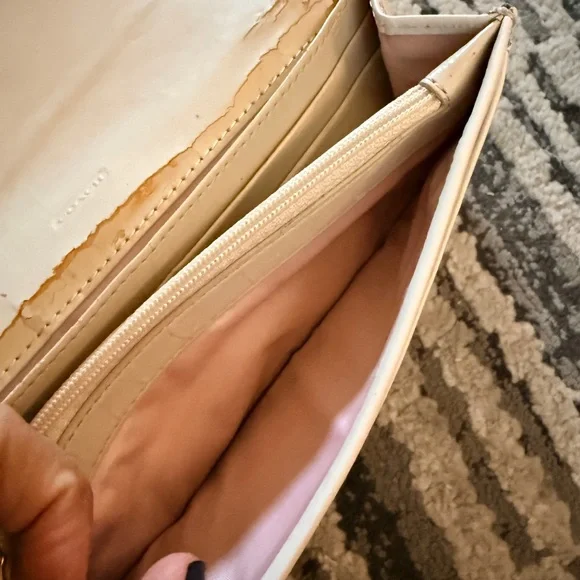 Pink Coach leather pouch and Ivory Coach Kristin woven envelope wallet clutch - Picture 8 of 12